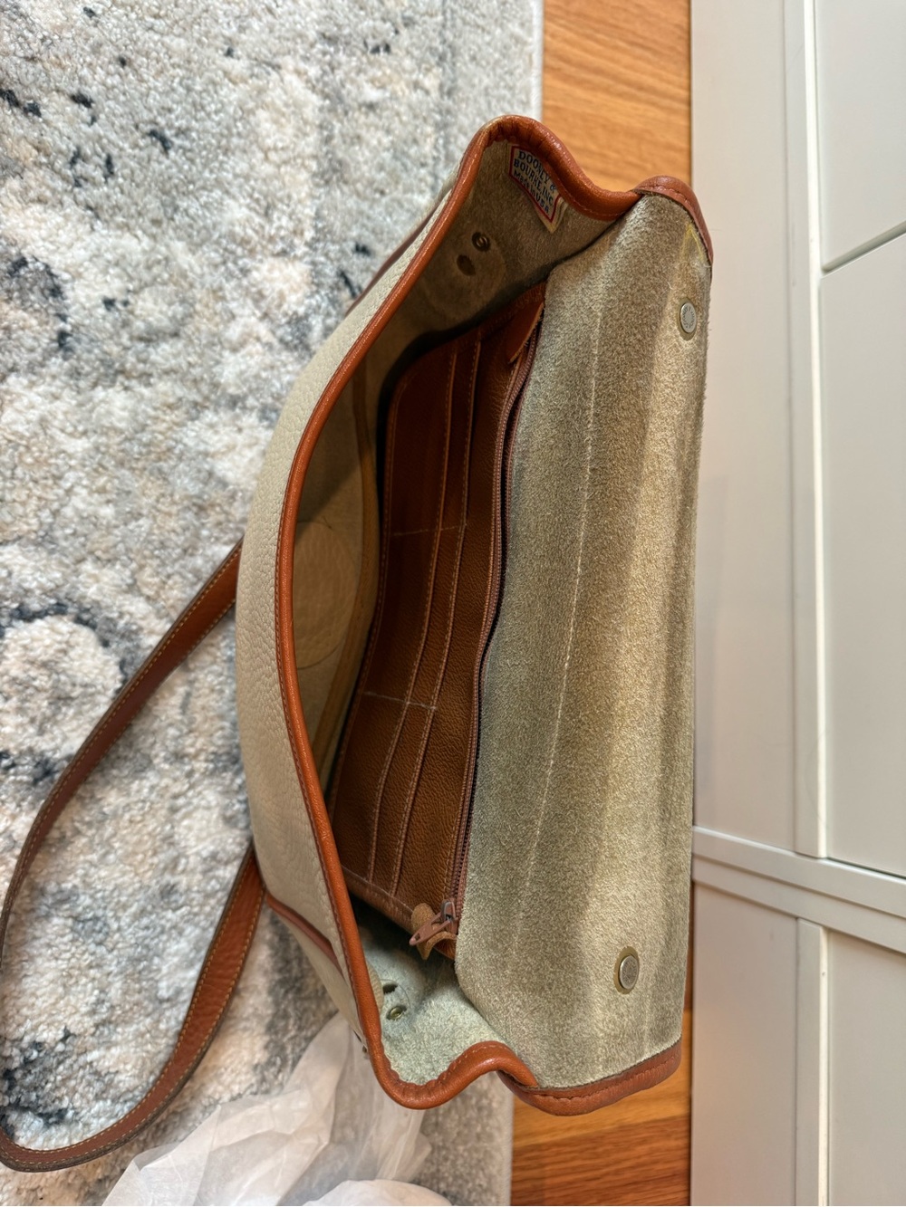Dooney & Bourke Cream and Brown Pebbled Leather Shoulder Bag - Picture 6 of 6
